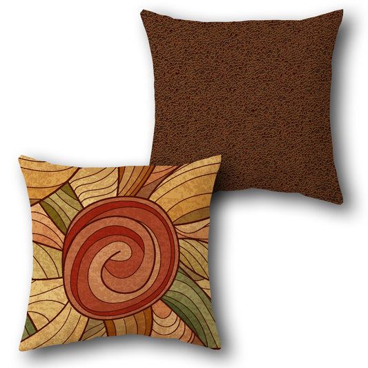Earth Tone Spiral & Texture Throw   Design Single Cushion (Front & Back)