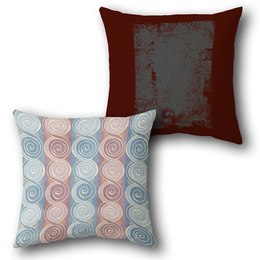 Retro Spiral Stripe & Rustic Block Throw   Design Single Cushion (Front & Back)