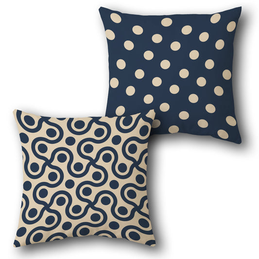 Navy Dot & Loop Pattern Throw   Design Single Cushion (Front & Back)