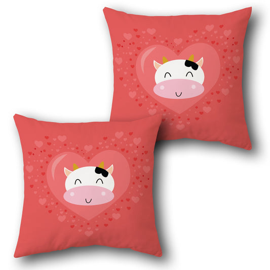 Smiling Cow in Heart Love    Design Cushion Single (Front & Back)