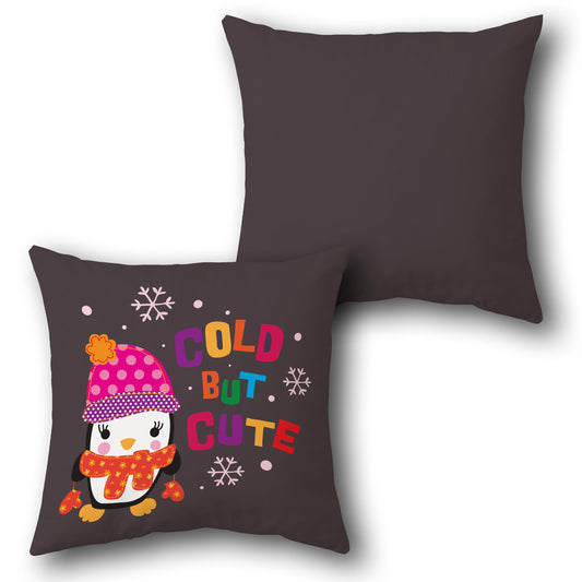 Cold But Cute Winter Penguin    Design Cushion Single (Front & Back)