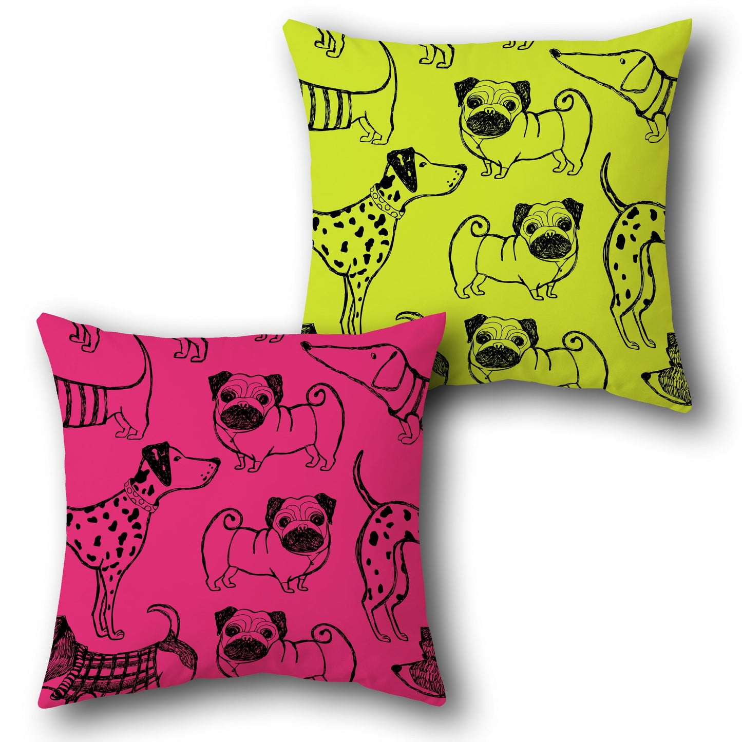 Playful Dog Sketch     Design Cushion Single (Front & Back)