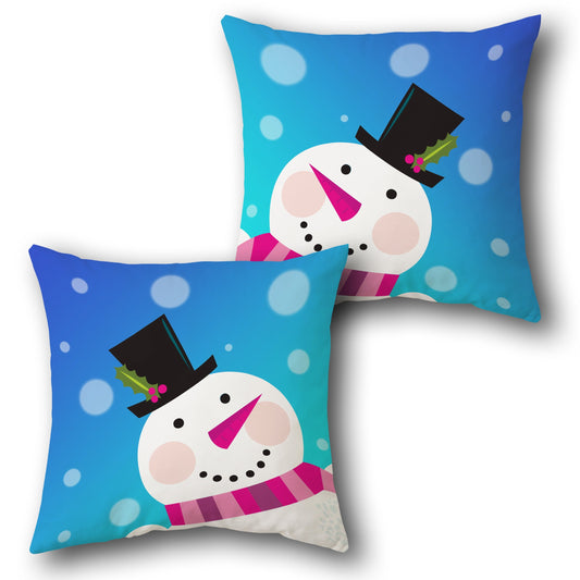 Cheerful Snowman Holiday     Design Cushion Single (Front & Back)