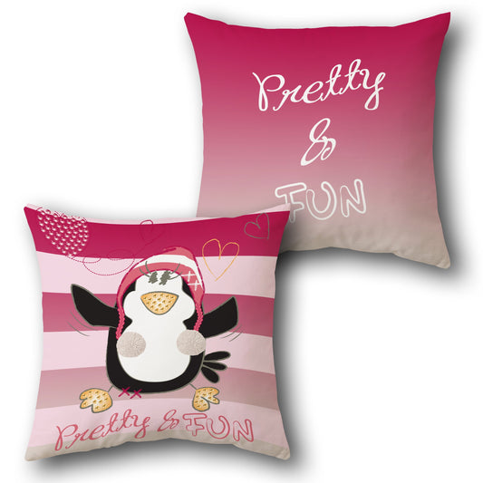Pretty & Fun Penguin     Design Cushion Single (Front & Back)