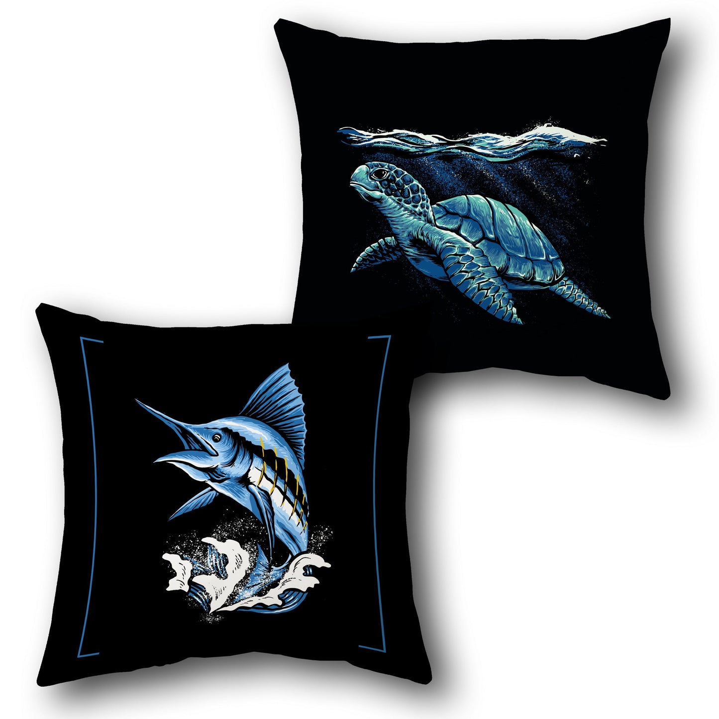 Deep Blue Ocean Wildlife     Design Cushion Single (Front & Back)