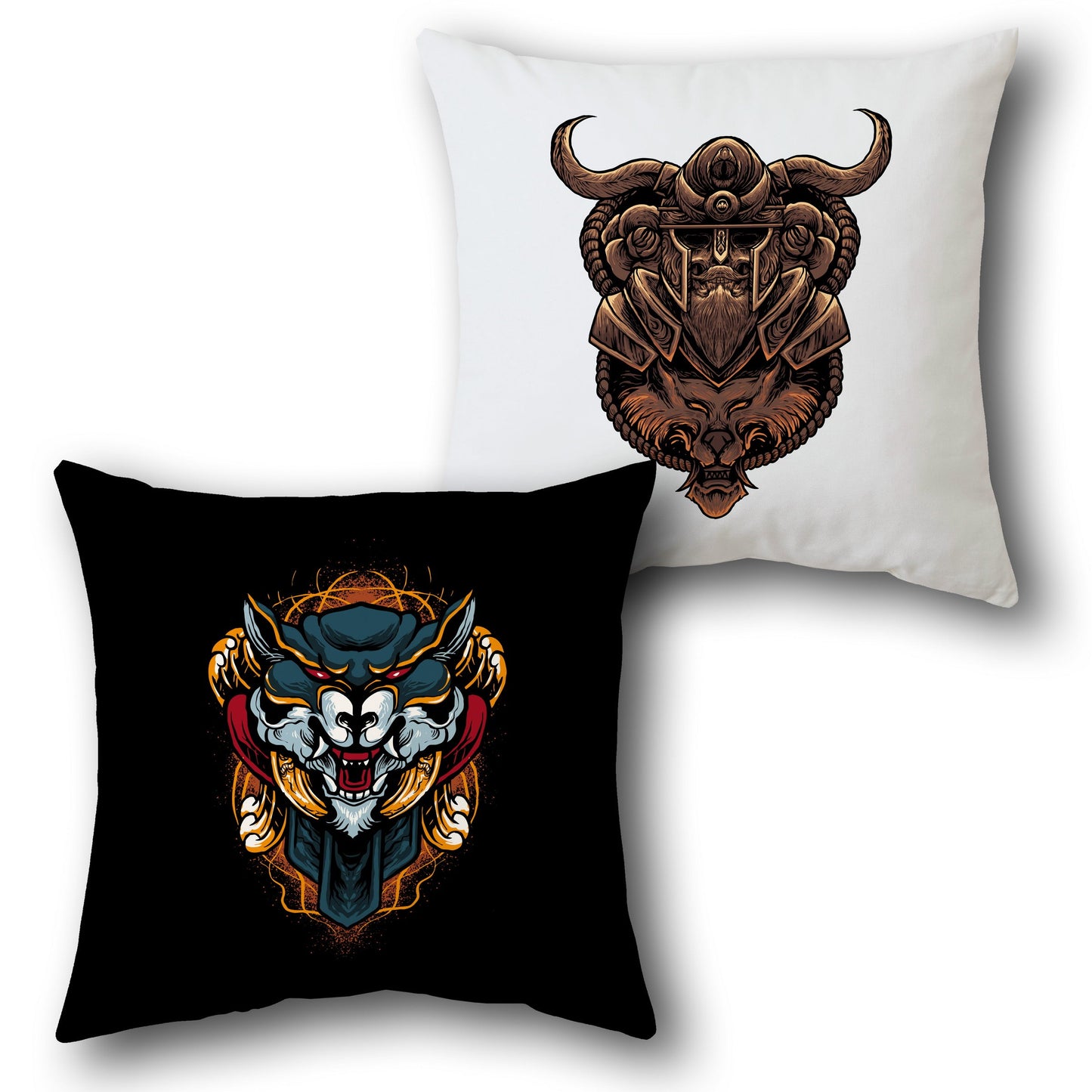 Mythic Warrior & Beast     Design Cushion Single (Front & Back)