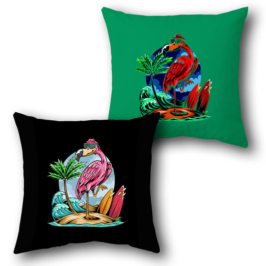 Flamingo Island Vibes   – Day & Night Edition  Design Cushion Single (Front & Back)