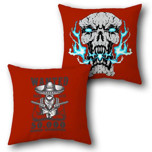 Outlaw & Skull Flame Art     Design Cushion Single (Front & Back)
