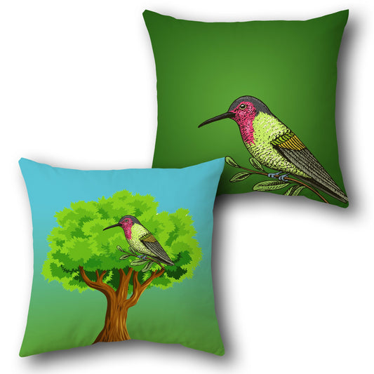Hummingbird Nature Perch    Design Cushion Single (Front & Back)