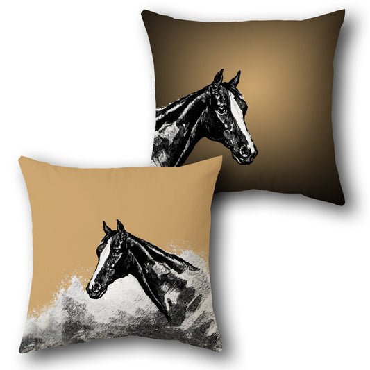 Majestic Horse Sketch    Design Cushion Single (Front & Back)