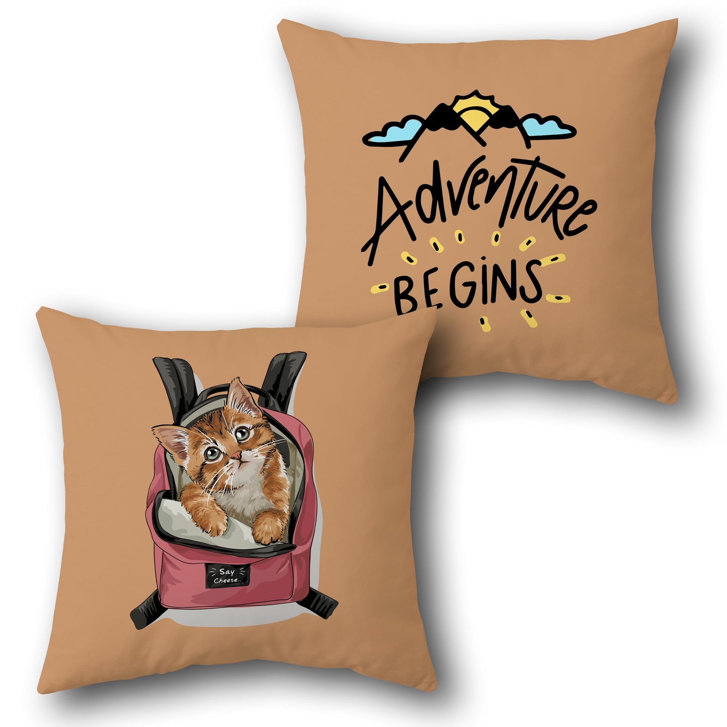 Adventure Cat   Design Cushion Single (Front & Back)
