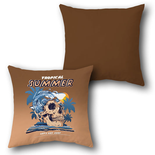 Tropical Summer Skull Surf    Design Cushion Single (Front & Back)