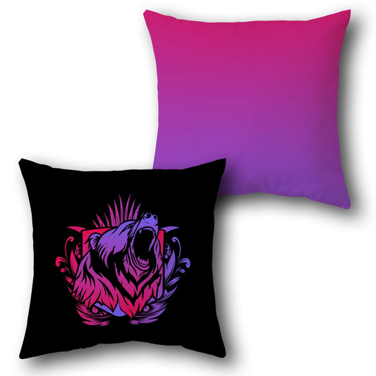 Psychedelic Roar Gradient Bear    Design Cushion Single (Front & Back)