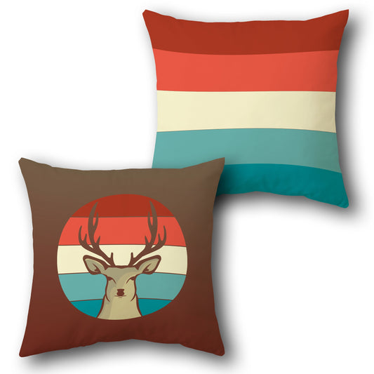 Retro Deer Silhouette     Design Cushion Single (Front & Back)