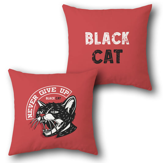Black Cat Motivation     Design Cushion Single (Front & Back)