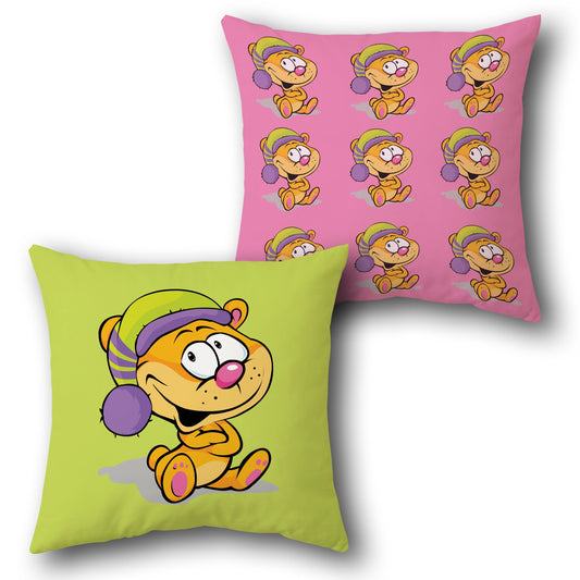 Playful Bear in Hat    Design Cushion Single (Front & Back)