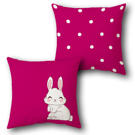 Cute Bunny Polka Dot    Design Cushion Single (Front & Back)