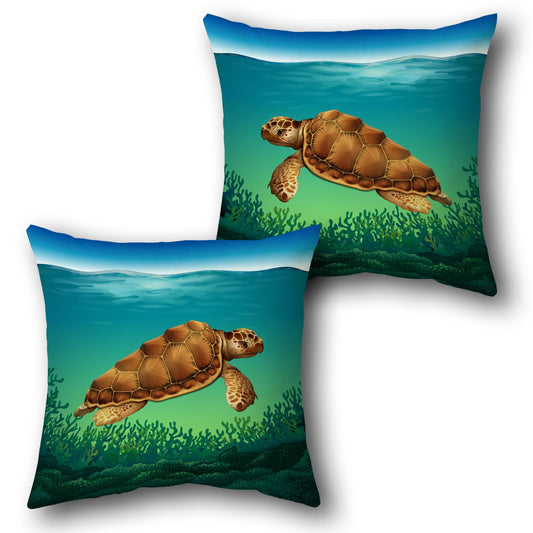  Sea Turtle Serenity     Design Cushion Single (Front & Back)
