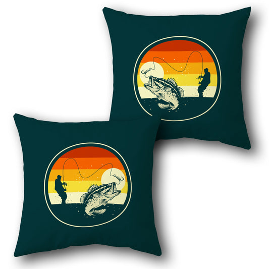 Retro Sun Fishing    Design Cushion Single (Front & Back)