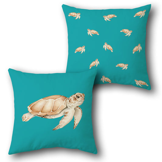 Sea Turtle Aqua    Design Cushion Single (Front & Back)