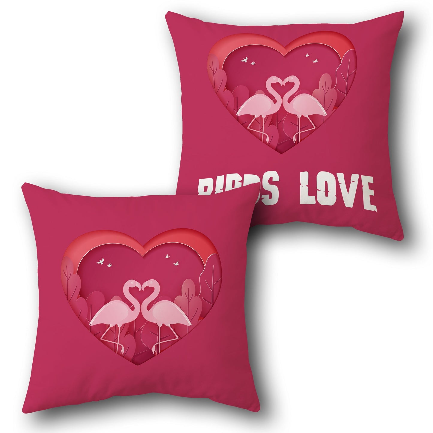 Birds Love Flamingo    Design Cushion Single (Front & Back)