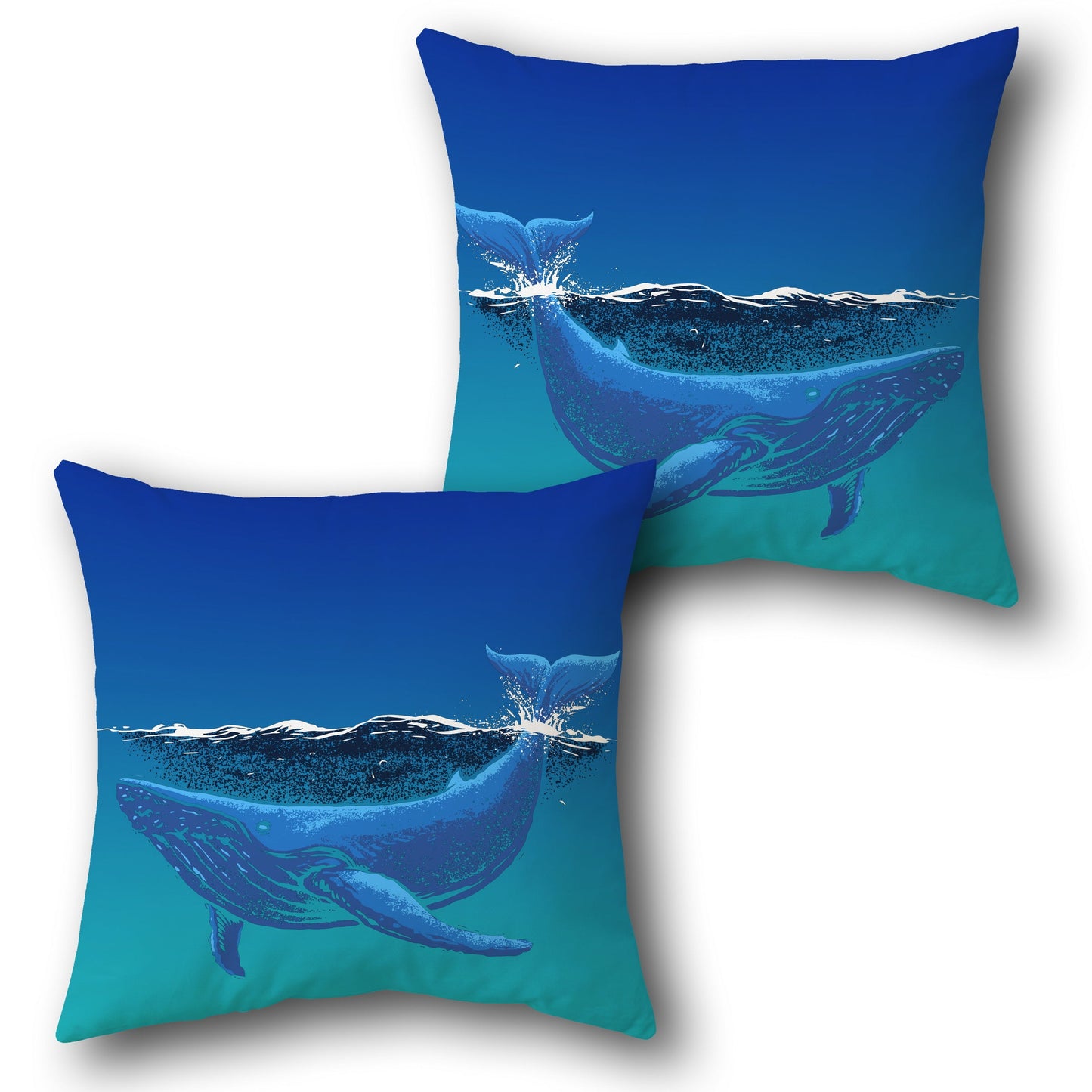 Blue Whale Ocean Splash    Design Cushion Single (Front & Back)