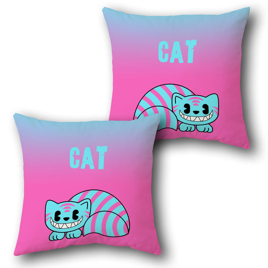 Whimsical Striped Cat    Design Cushion Single (Front & Back)