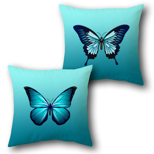 Elegant Blue Butterfly    Design Cushion Single (Front & Back)