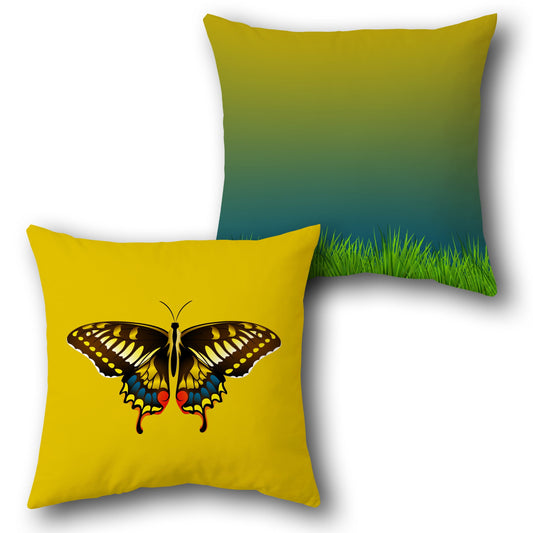 Golden Meadow Butterfly    Design Cushion Single (Front & Back)