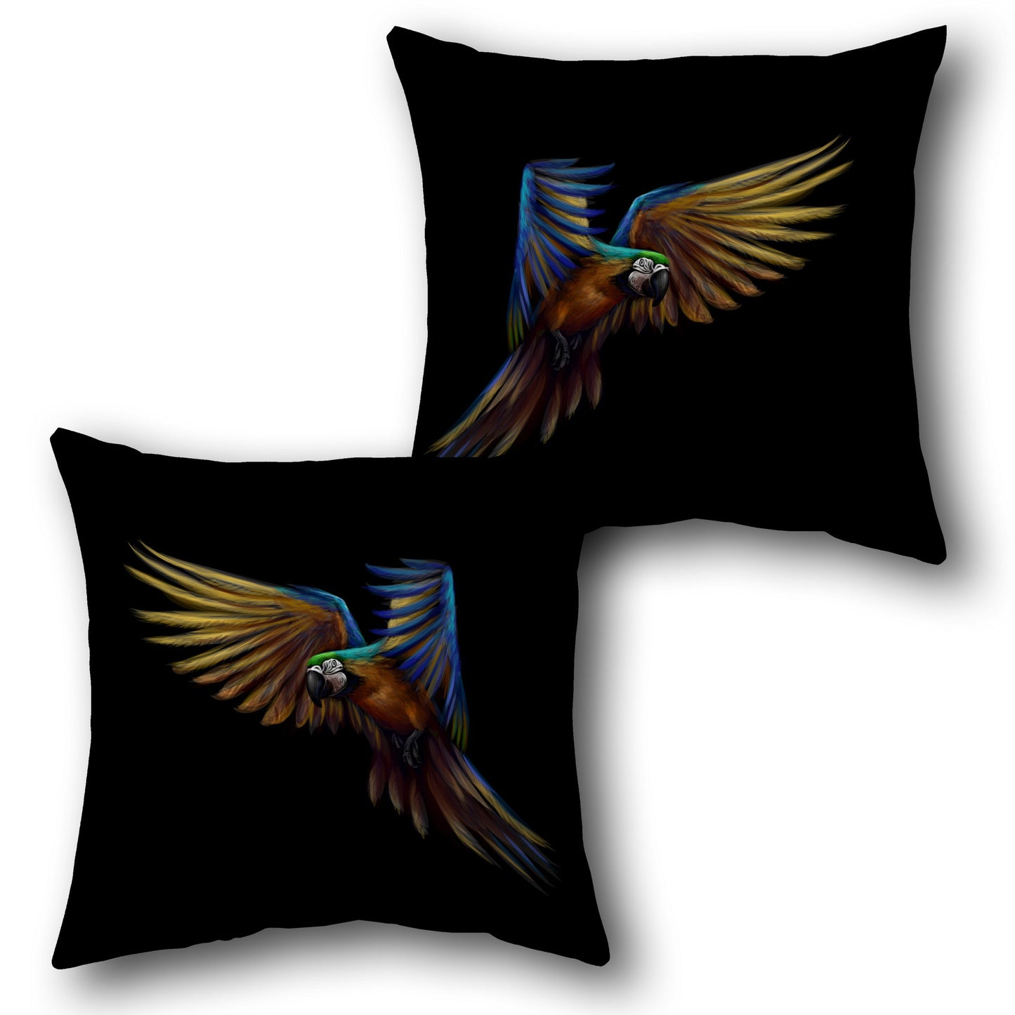 Vivid Macaw Midnight Flight    Design Cushion Single (Front & Back)
