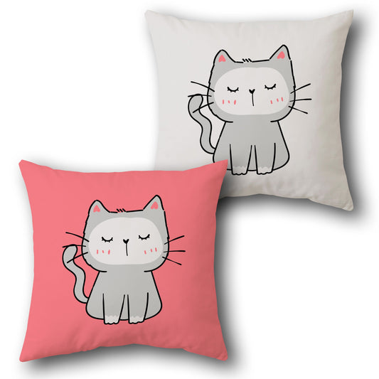 Cute Gray Cat     Design Cushion Single (Front & Back)