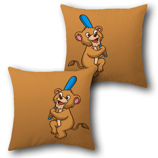 Playful Lion Cub Baseball     Design Cushion Single (Front & Back)