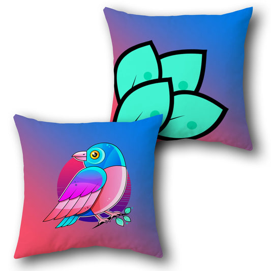 Vibrant Gradient Bird & Leaves     Design Cushion Single (Front & Back)