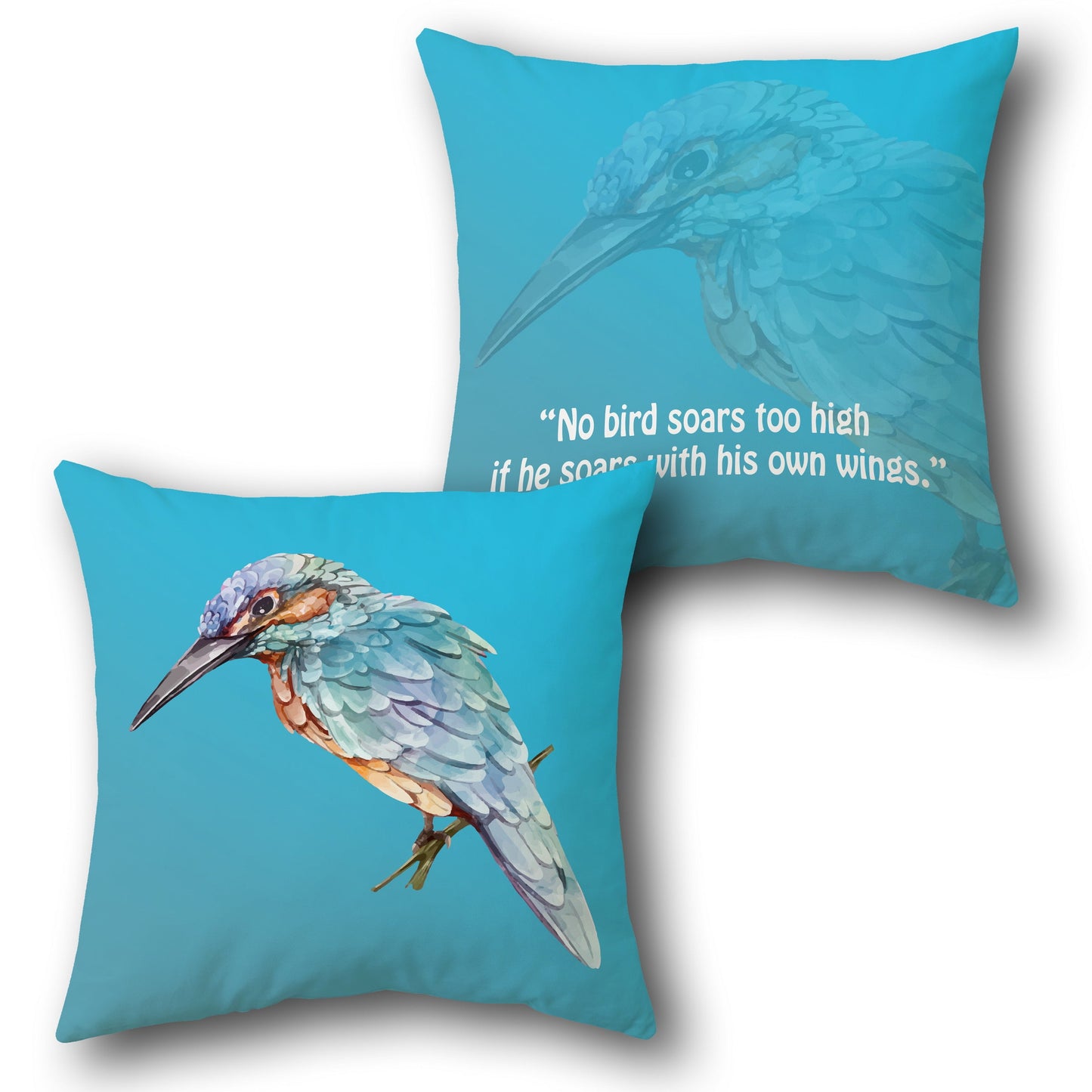 Inspirational Kingfisher Art     Design Cushion Single (Front & Back)