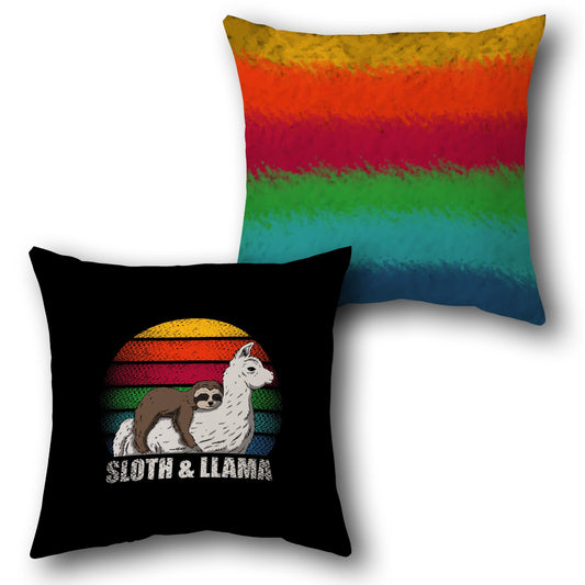 Retro Sloth & Llama Vibes    Design Cushion Single (Front & Back)