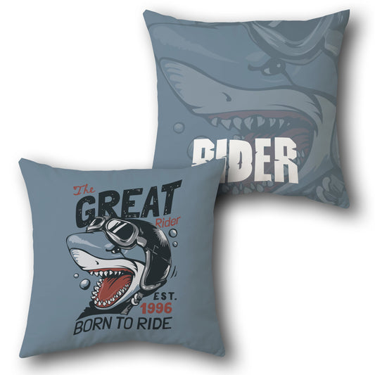 The Great Rider Shark    Design Cushion Single (Front & Back)