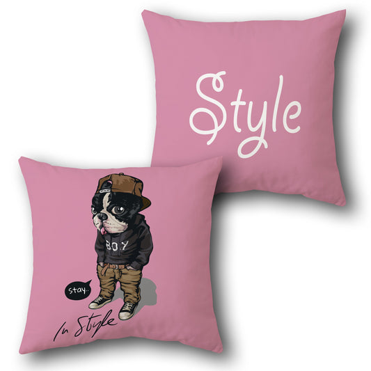 Stay in Style Hipster Dog    Design Cushion Single (Front & Back)