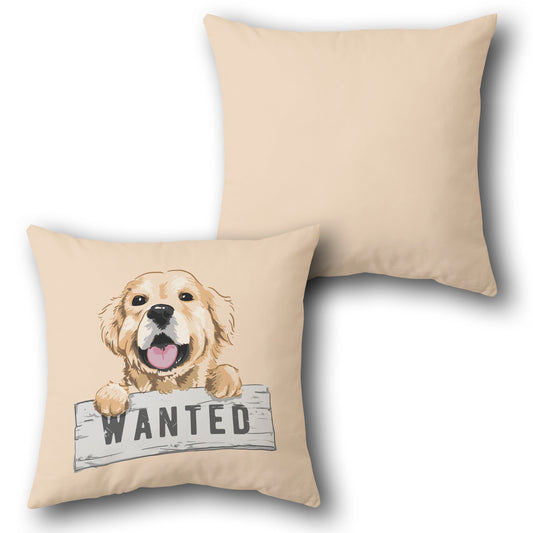 Golden Retriever “Wanted”    Design Cushion Single (Front & Back)