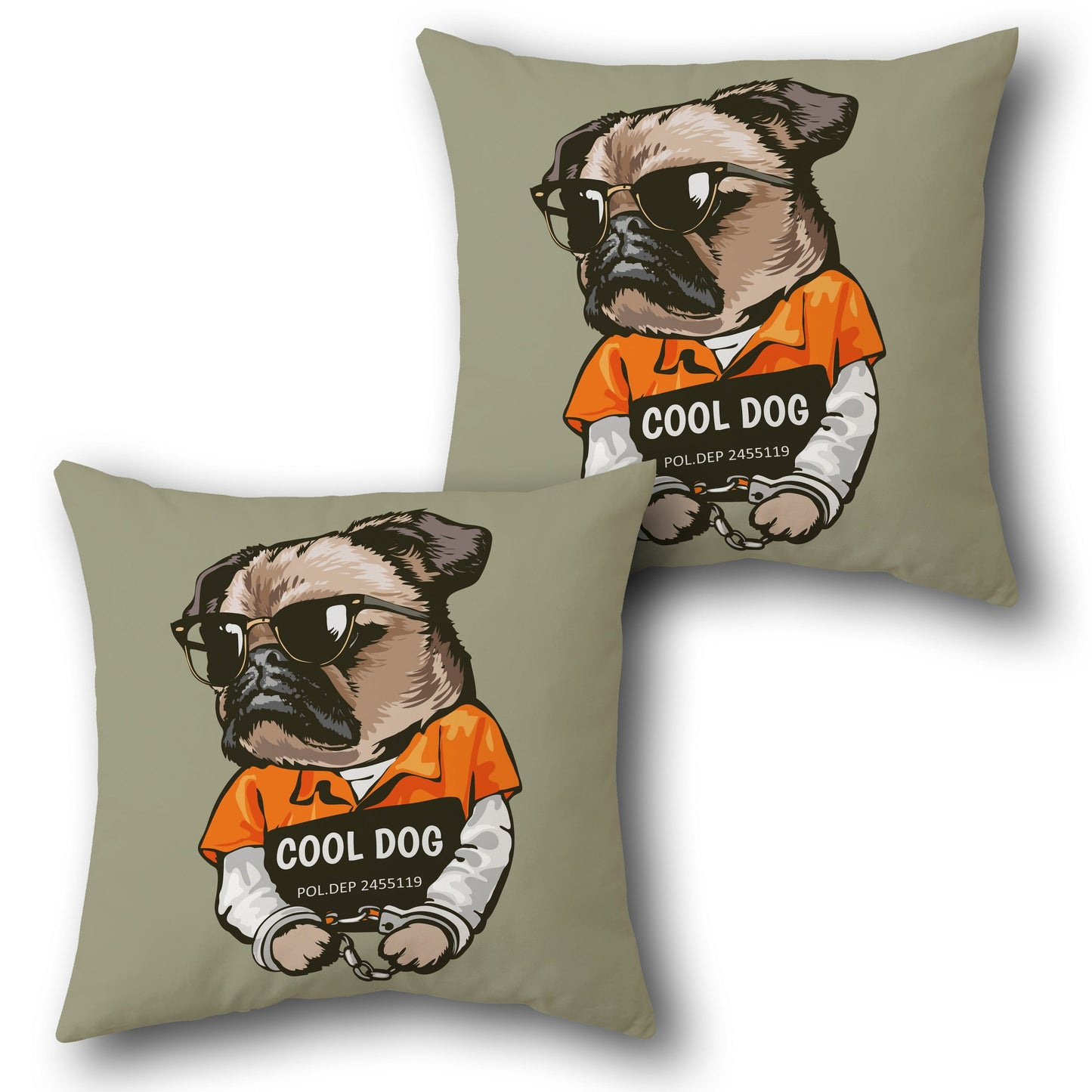 “Cool Dog” Mugshot    Design Cushion Single (Front & Back)
