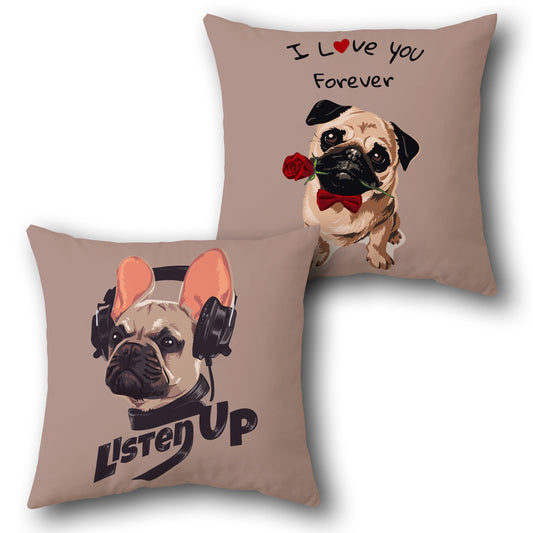 Pug Love & Beats    Design Cushion Single (Front & Back)