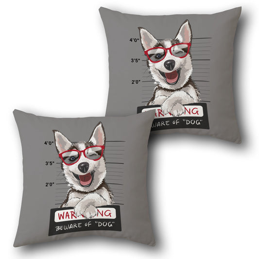 Beware of Cute Dog    Design Cushion Single (Front & Back)
