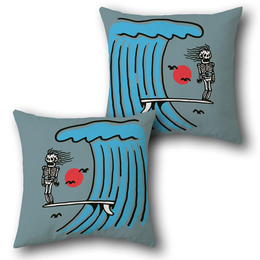 Skeleton Surfer Wave Ride    Design Cushion Single (Front & Back)