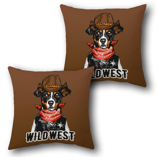 Wild West Cowboy Dog    Design Cushion Single (Front & Back)