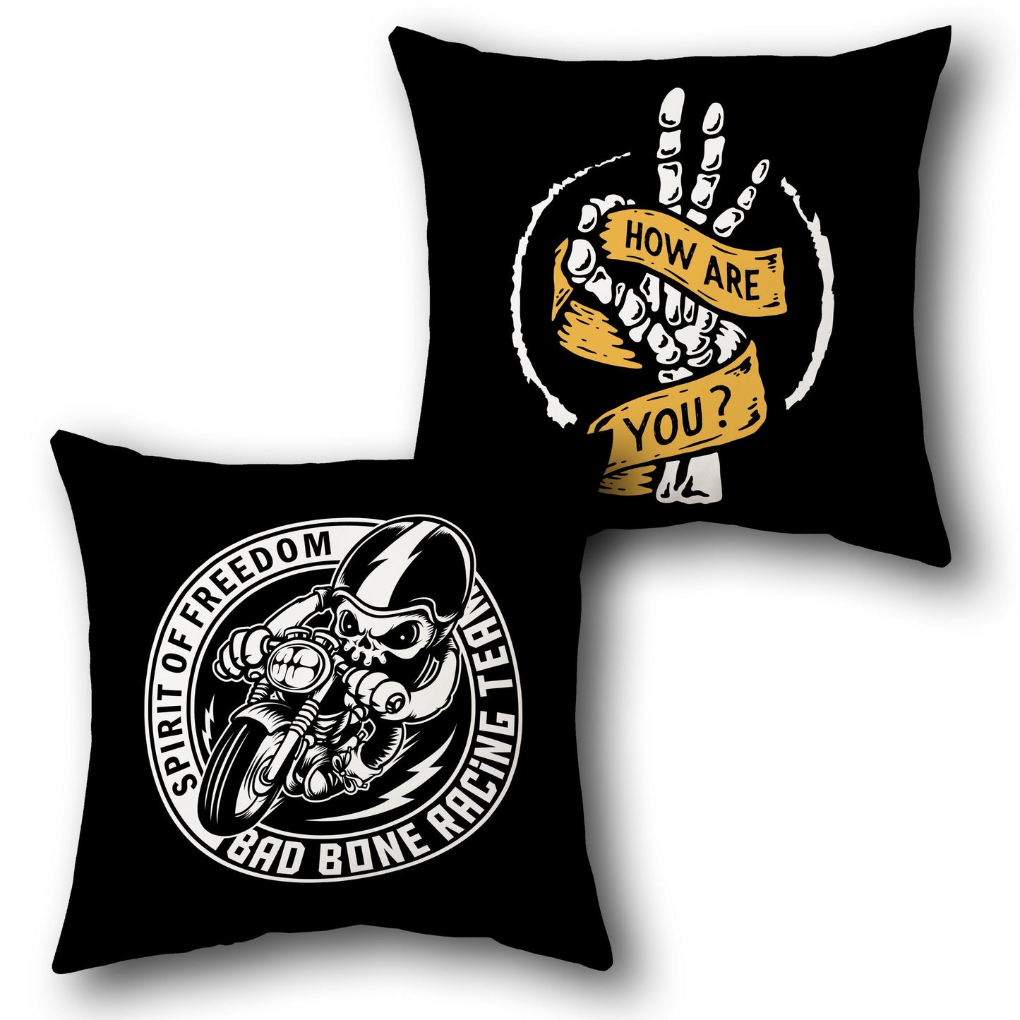 Bad Bone Racing & Skeleton Hand  Cover   Design Cushion Single (Front & Back)