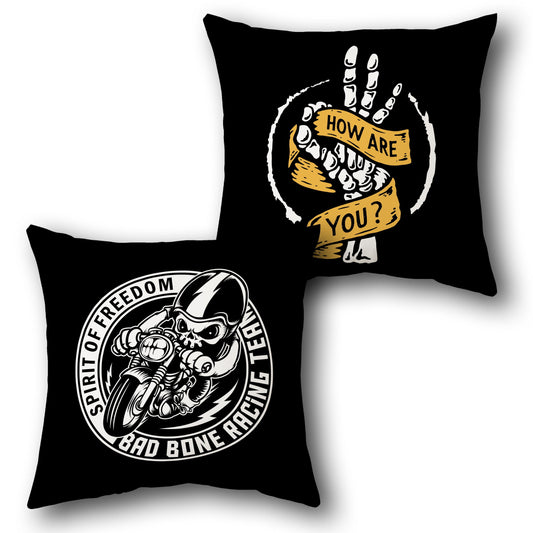 Bad Bone Racing & Skeleton Hand  Cover   Design Cushion Single (Front & Back)