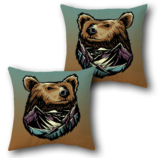 “Wilderness Bear” Scenic Adventure Throw  Cover  Design Cushion Single (Front & Back)