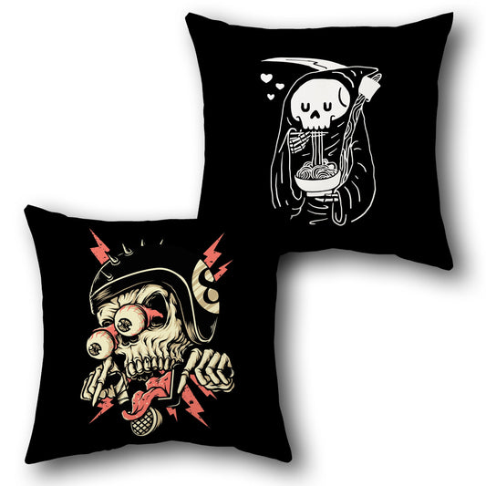 Skull Reaper & Biker Madness    Design Cushion Single (Front & Back)