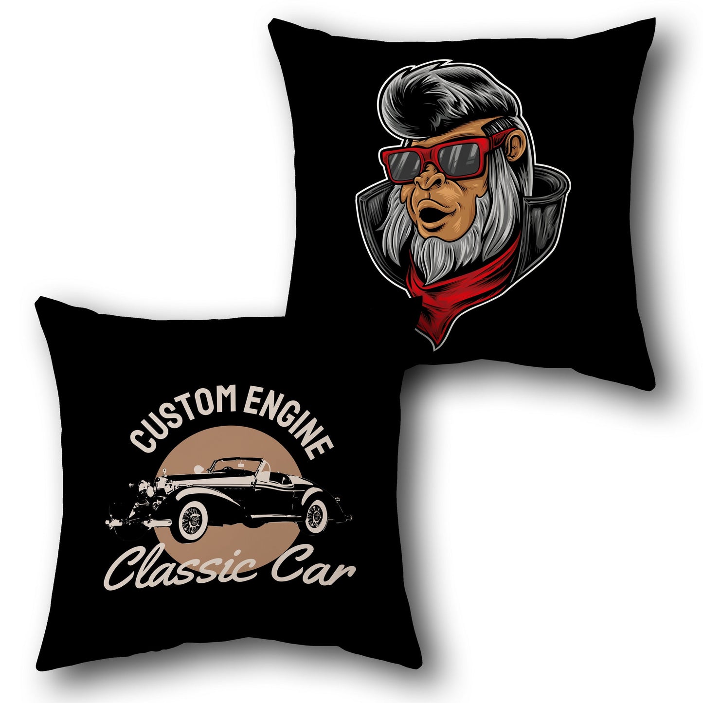 Retro Rebel & Classic Car    Design Cushion Single (Front & Back)