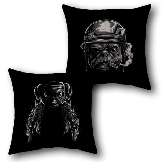 Tough Pug Warrior    Design Cushion Single (Front & Back)