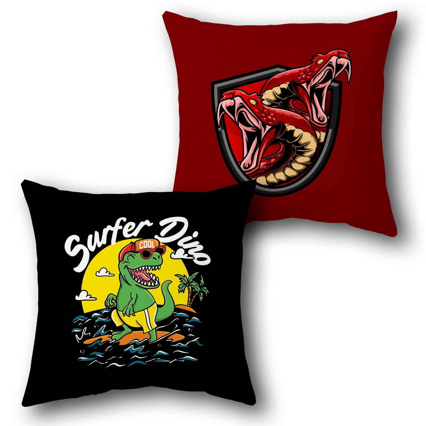Surfer Dino & Double Viper    Design Cushion Single (Front & Back)